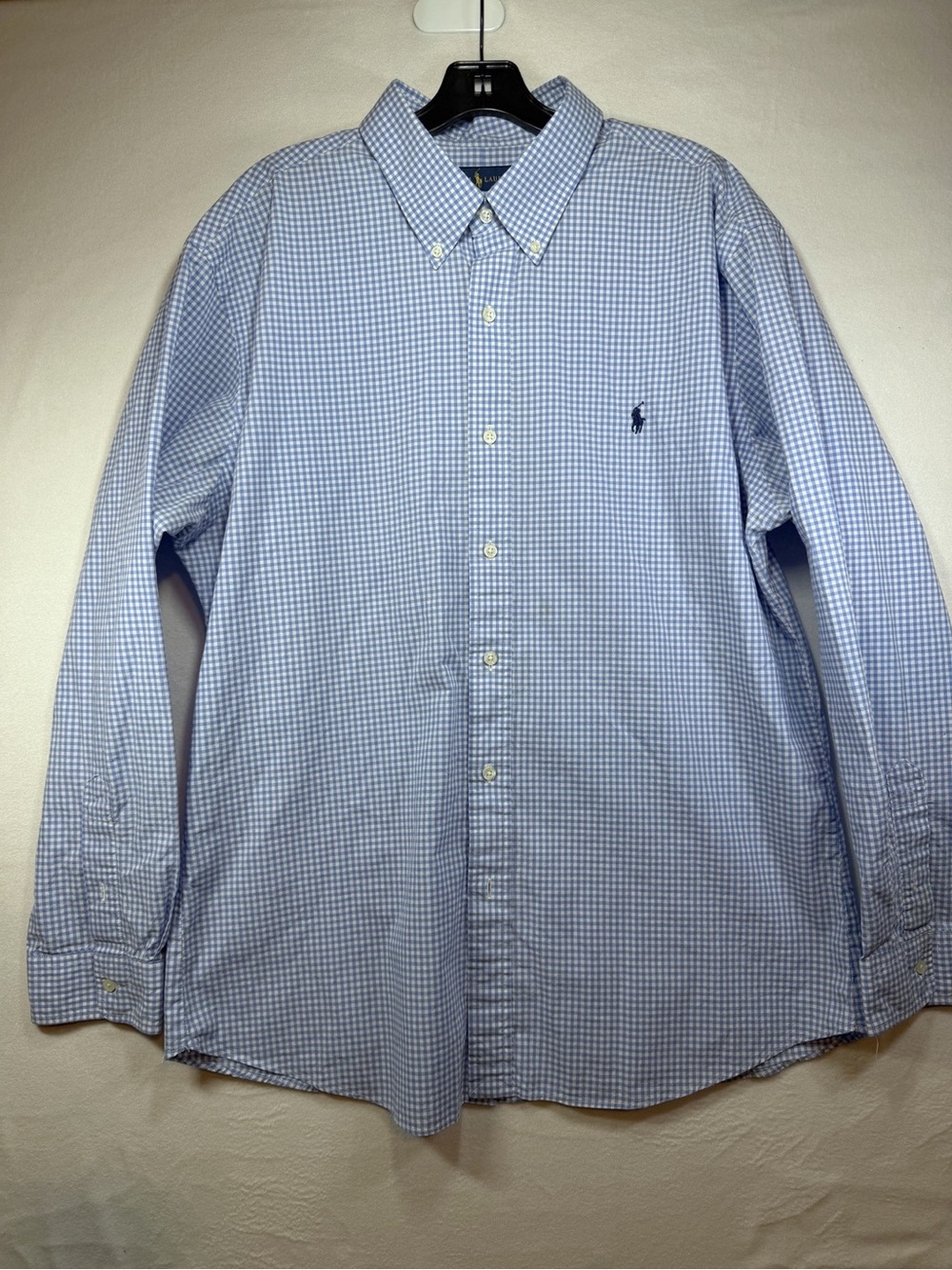 Ralph Lauren Blue & White Micro Gingham Button-Down Shirt